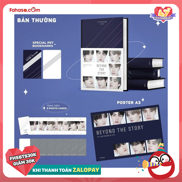 10-year record of bts - beyond the story - bìa cứng - tặng kèm 1 pet bookmark + 8 photo cards + 1 poster a3 - Ảnh 2