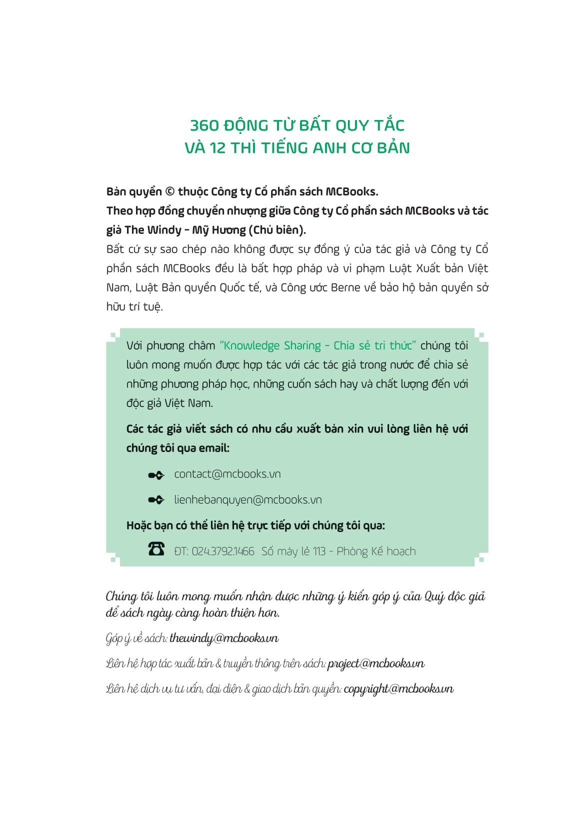 360 động từ bất quy tắc và 12 thì cơ bản trong tiếng anh (tái bản) - Ảnh 2
