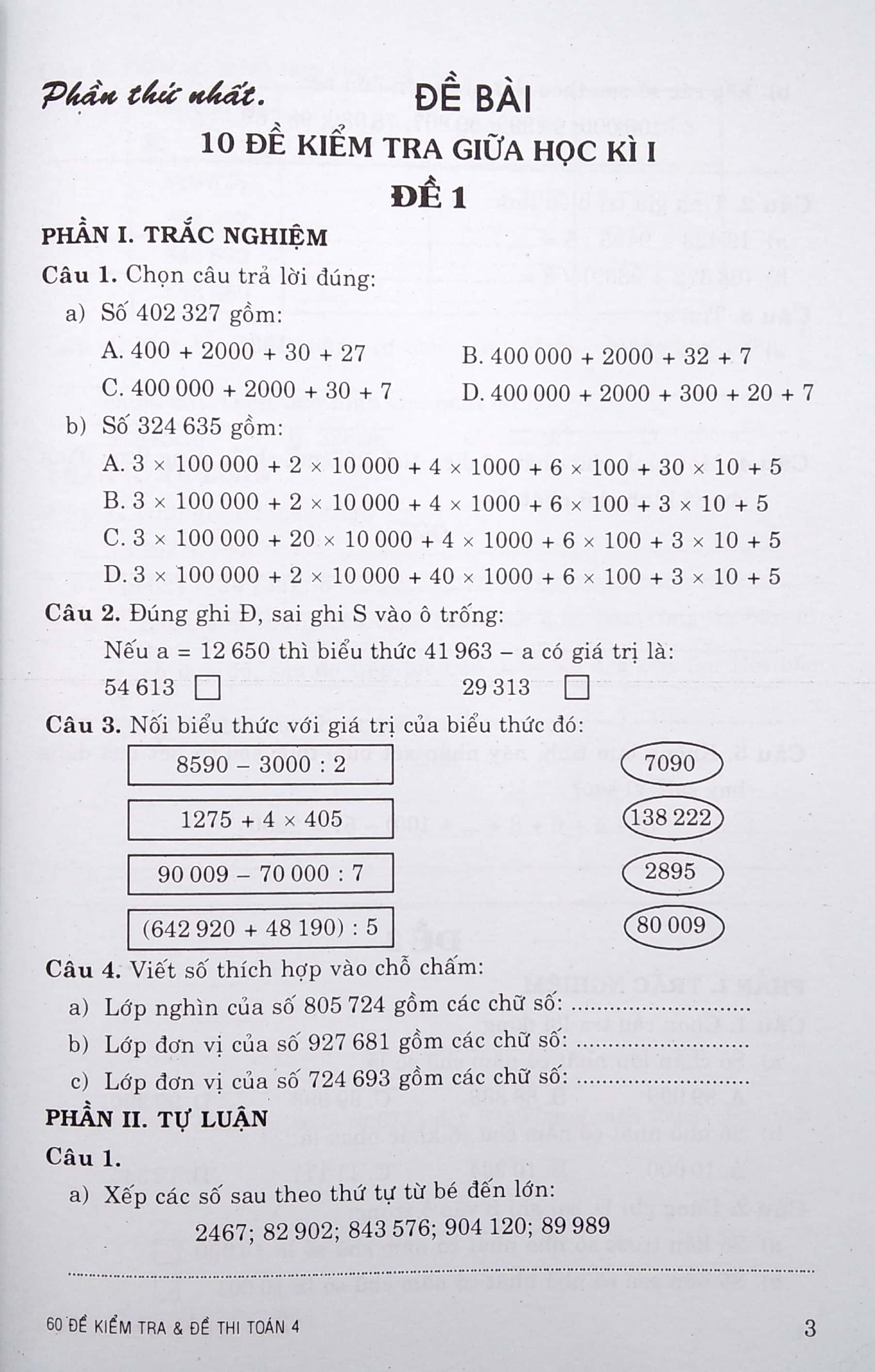 60 đề kiểm tra và đề thi toán lớp 4 (tái bản 2023) - Ảnh 4