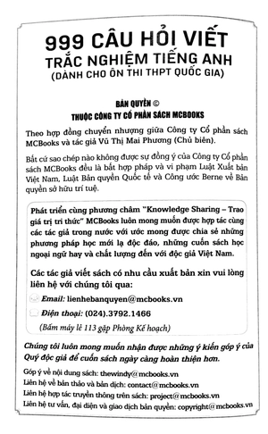 999 câu hỏi viết trắc nghiệm tiếng anh (dành cho ôn thi thpt quốc gia) - Ảnh 2