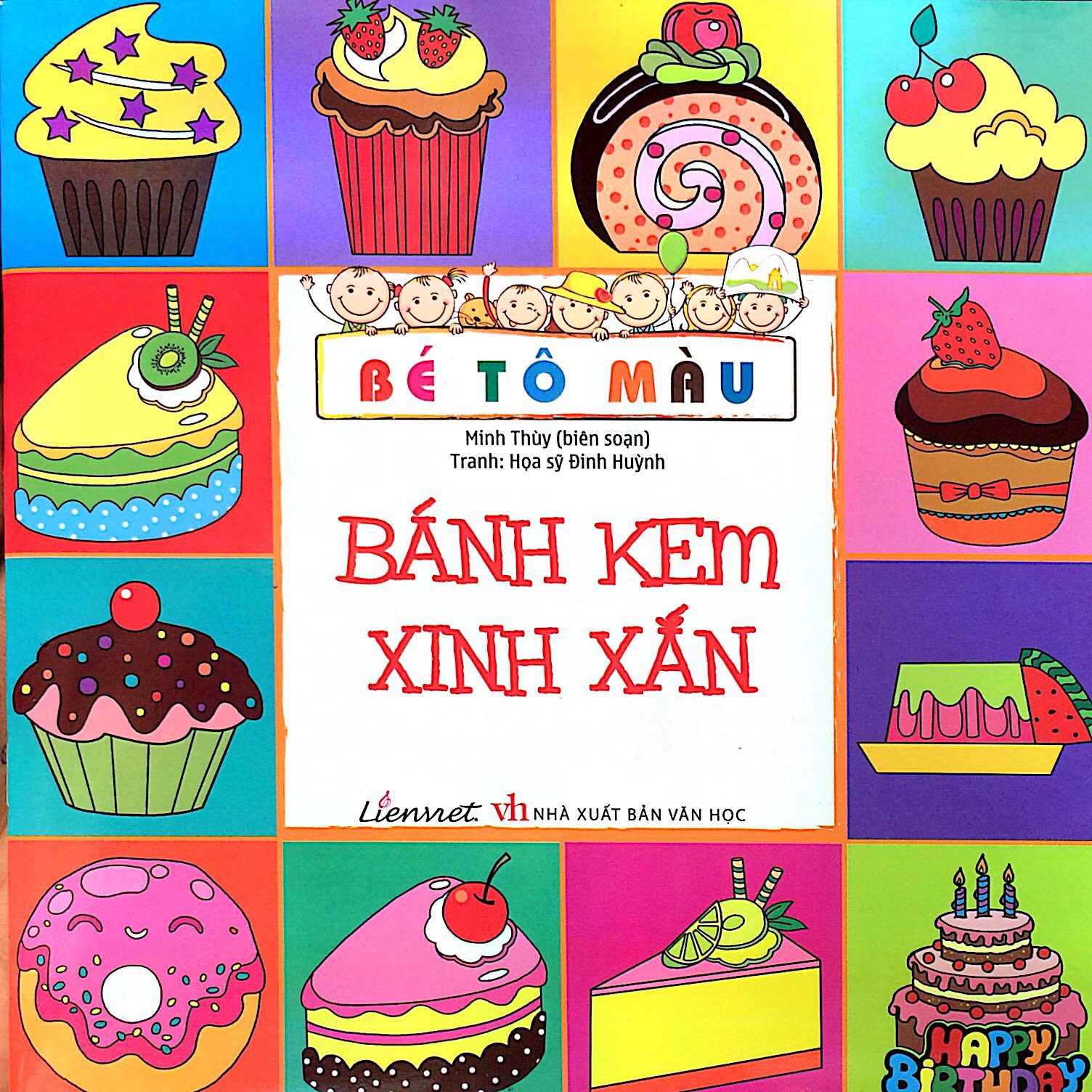 bé tô màu - bánh kem xinh xắn