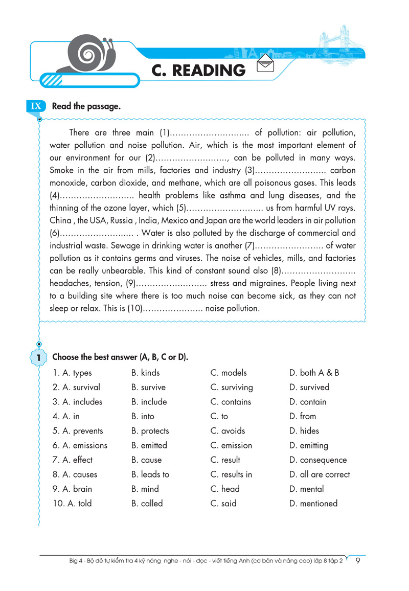 bộ big 4 - bộ đề tự kiểm tra 4 kỹ năng nghe - nói - đọc - viết (cơ bản và nâng cao) tiếng anh lớp 8 - tập 2 - Ảnh 8