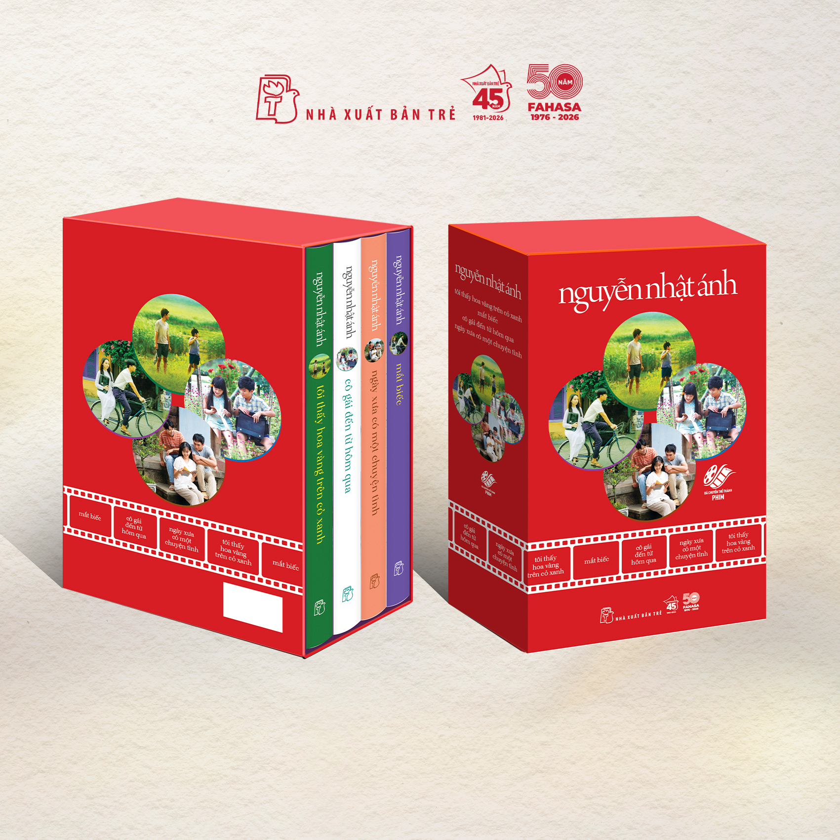 Bộ Boxset Nguyễn Nhật Ánh - Đã Chuyển Thể Thành Phim (Hộp 4 Cuốn) - Tặng Kèm 4 Bookmark + 1 Shikishi Ngẫu Nhiên Có Chữ Ký Tác Giả + 1 Túi Canvas - Phiên Bản Độc Quyền 50 Năm Fahasa - Ảnh 2