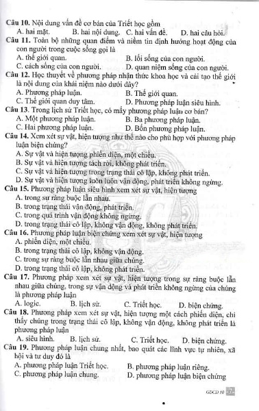 bộ câu hỏi trắc nghiệm khách quan giáo dục công dân 10 - Ảnh 5