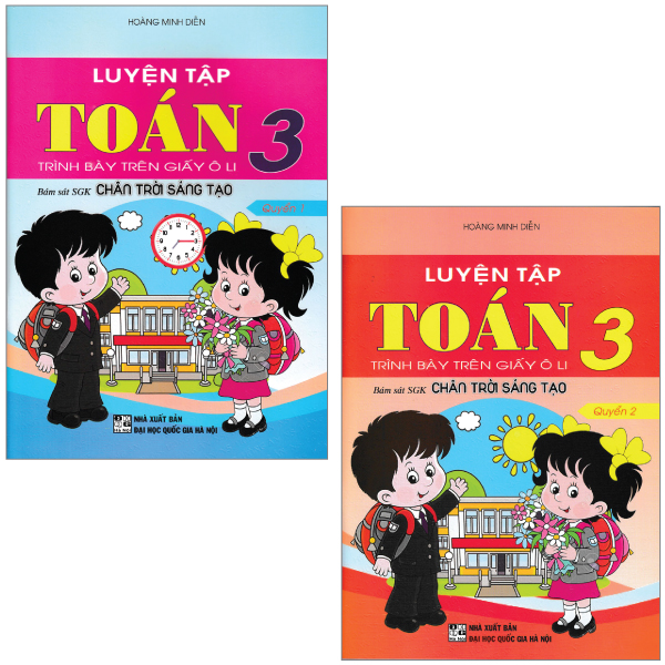 bộ combo sách luyện tập toán 3 - trình bày trên giấy ô li - quyển 1 + 2 (bám sát sgk chân trời sáng tạo) (bộ 2 cuốn)