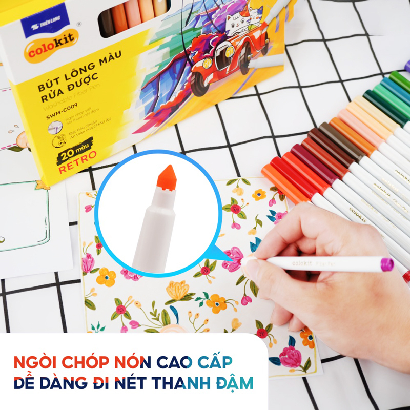 bộ combo sách tô bình yên vẽ hạnh phúc + hộp 20 bút lông màu rửa được washable fiber pen - colokit swm-c009 (bộ 2 cuốn) - Ảnh 13