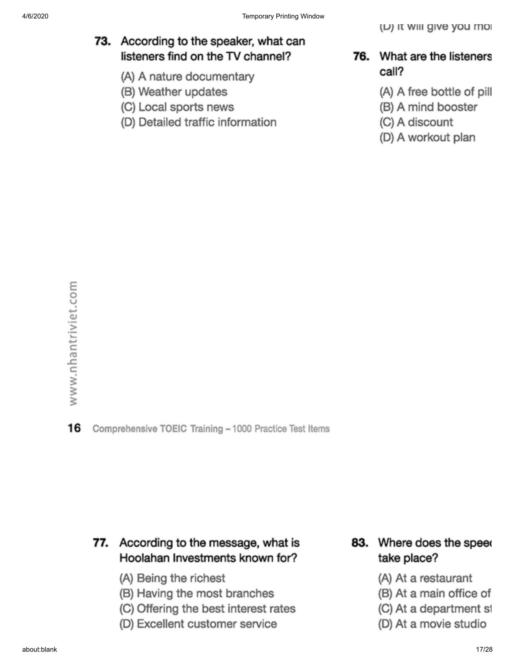 bộ comprehensive toeic training 1000 practice test items (vol 3) - kèm cd - Ảnh 18