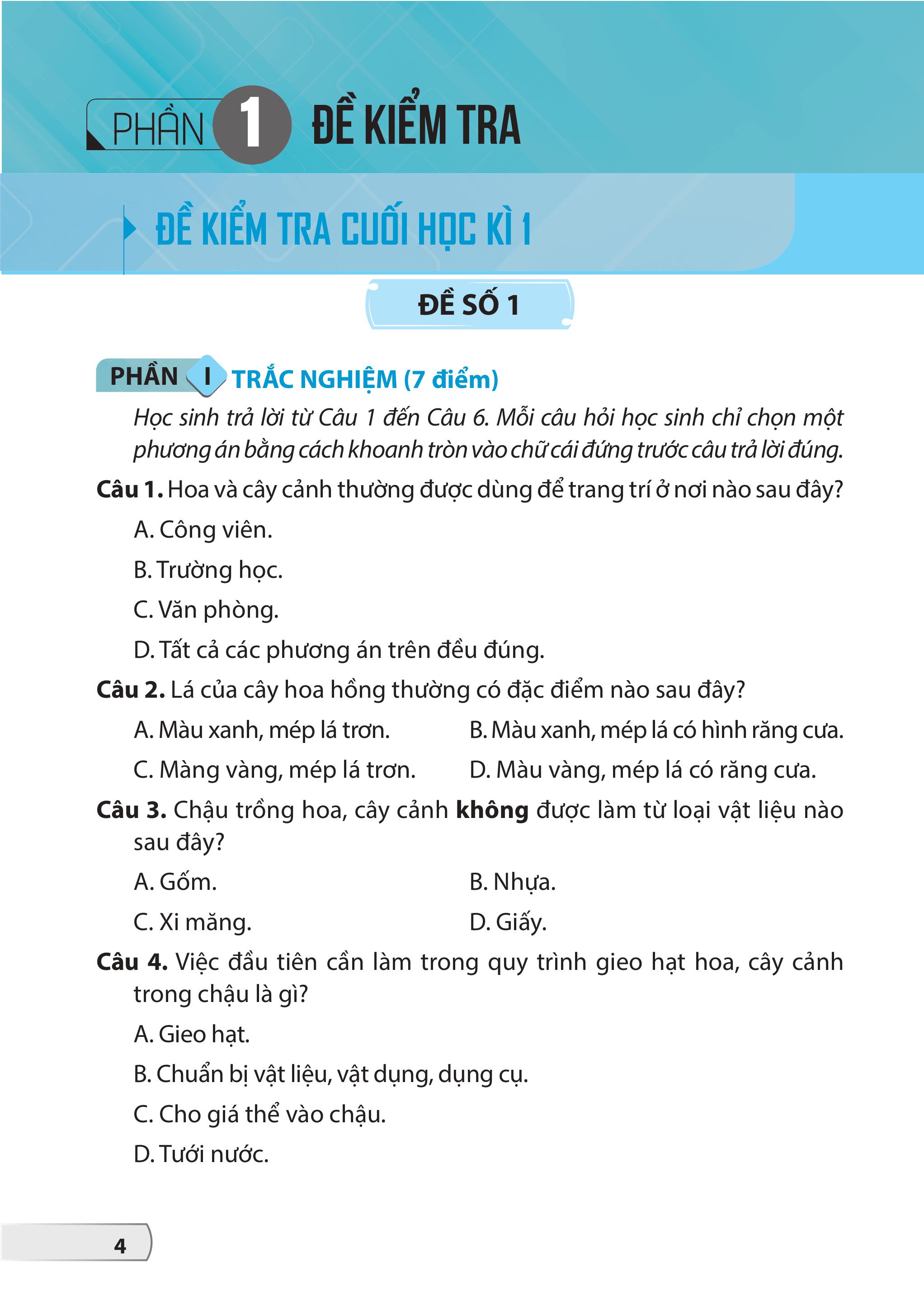 Bộ Đề Kiểm Tra, Đánh Giá Công Nghệ 4 - Ảnh 5