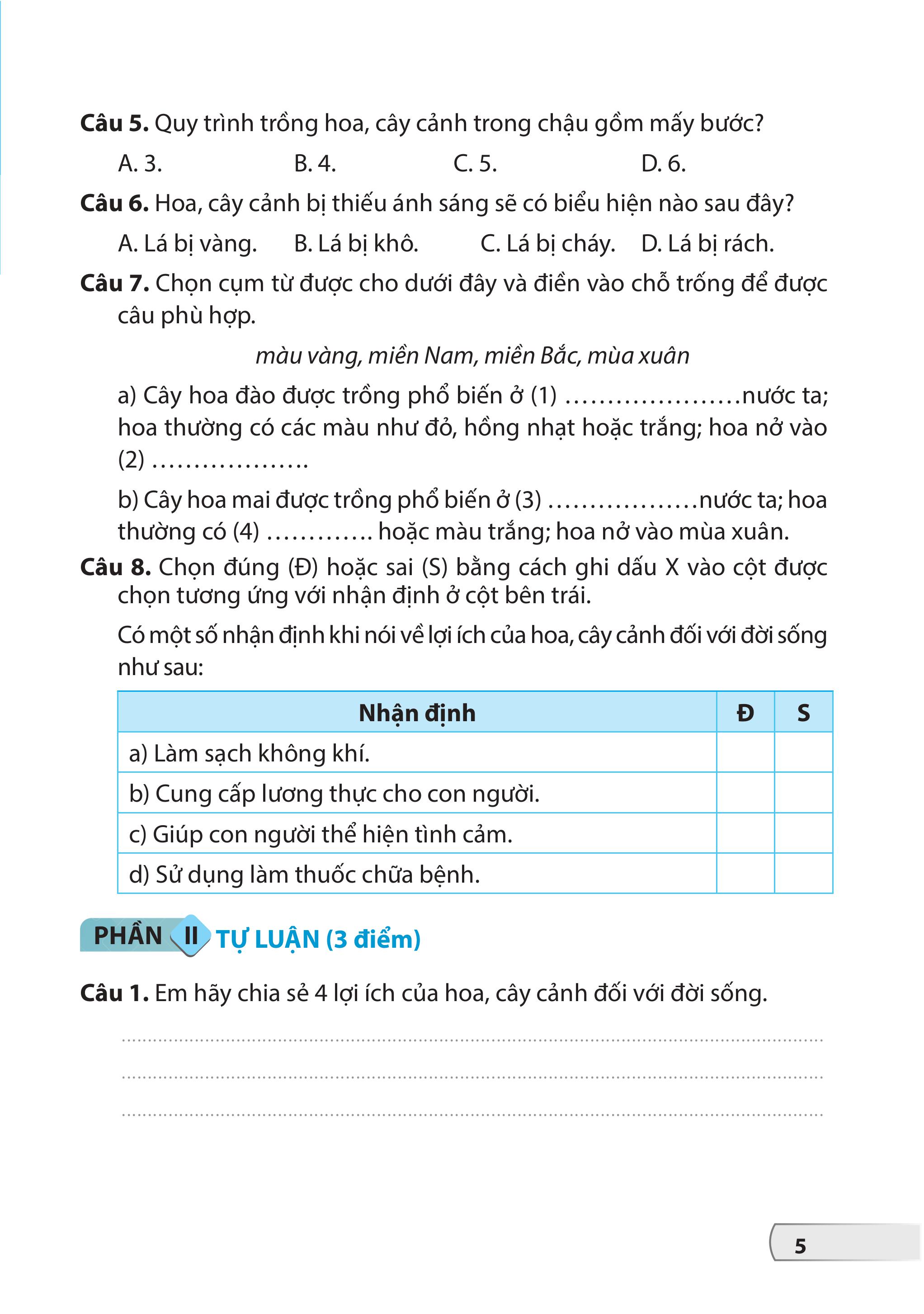 Bộ Đề Kiểm Tra, Đánh Giá Công Nghệ 4 - Ảnh 6