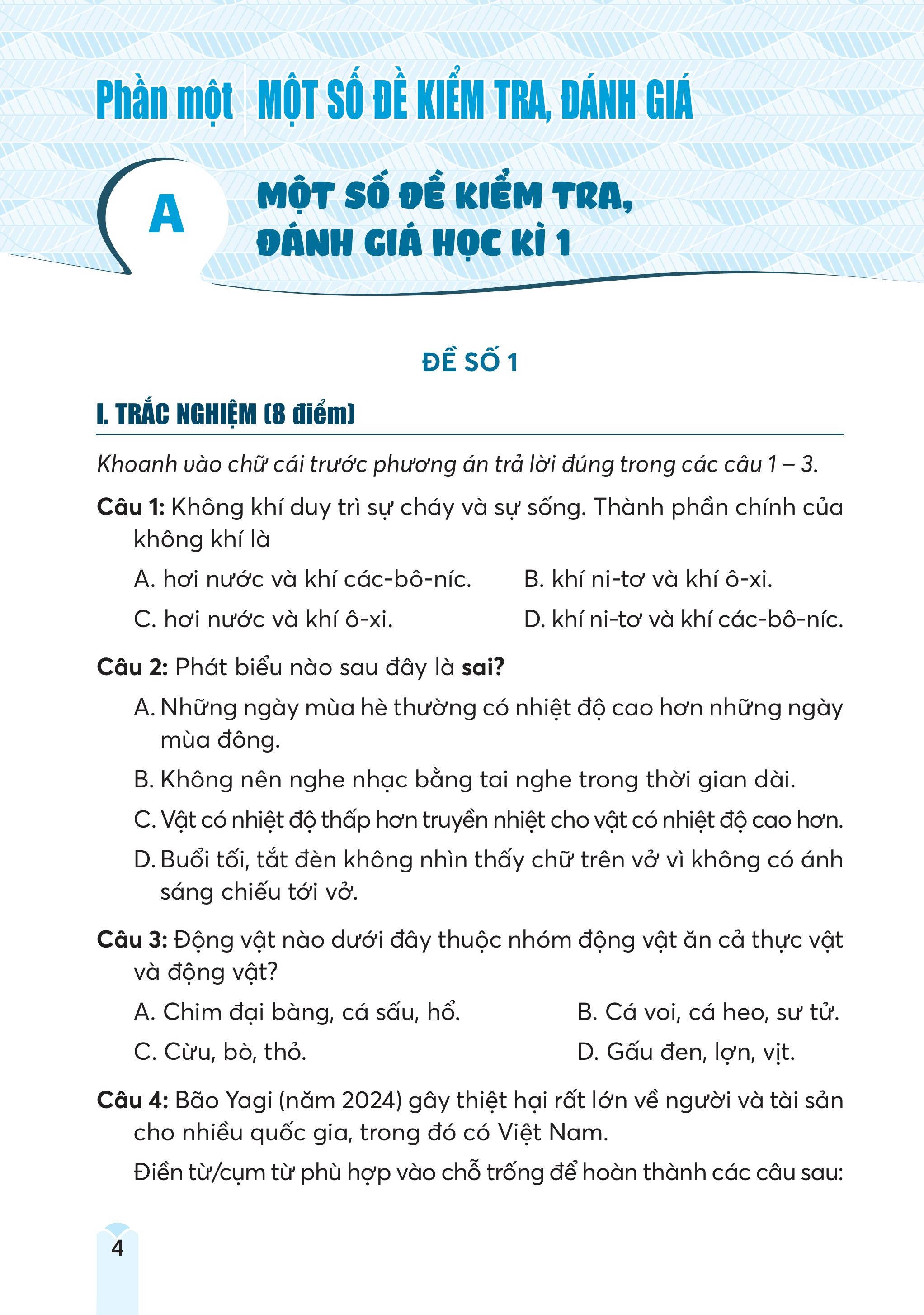 Bộ Đề Kiểm Tra, Đánh Giá Khoa Học 4 - Ảnh 6