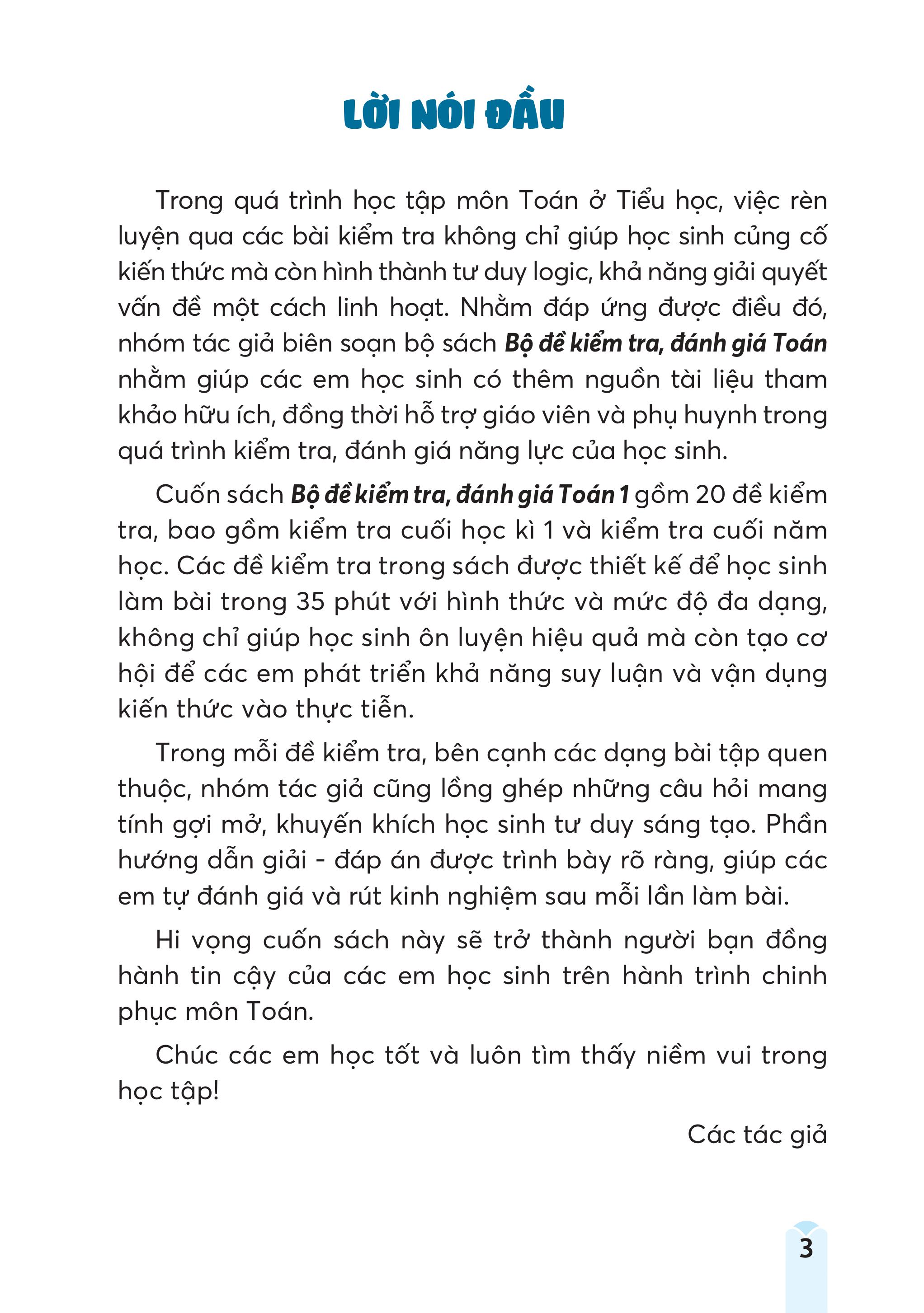 Bộ Đề Kiểm Tra, Đánh Giá Toán 1 - Ảnh 3