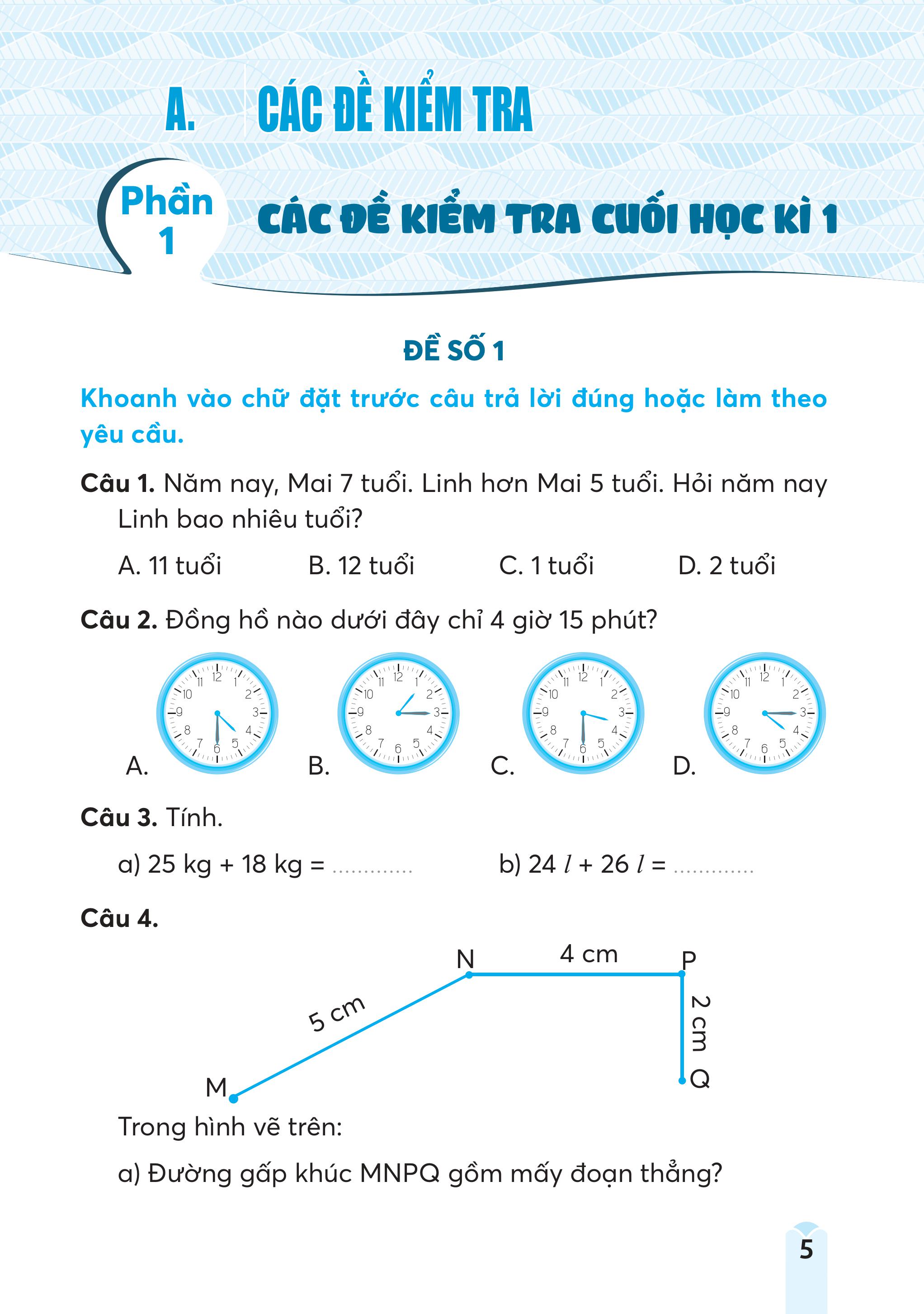 Bộ Đề Kiểm Tra, Đánh Giá Toán 2 - Ảnh 5