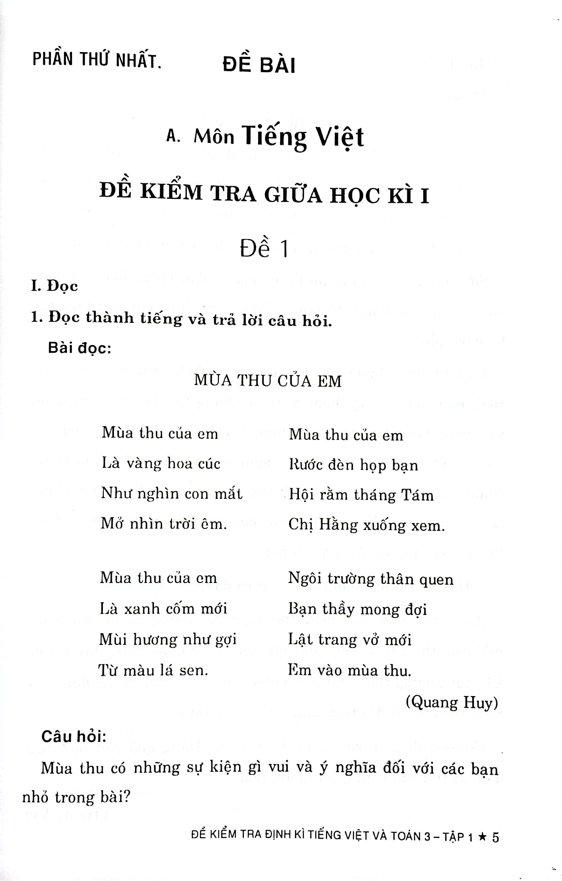 Bộ Đề Kiểm Tra Định Kì Tiếng Việt Và Toán 3 - Tập 1 - Ảnh 5