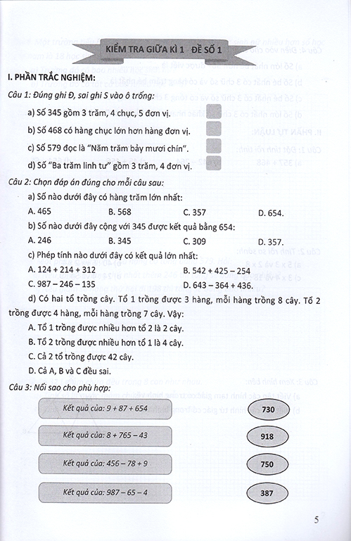 bộ đề kiểm tra môn toán - lớp 3 (kết nối) - Ảnh 3
