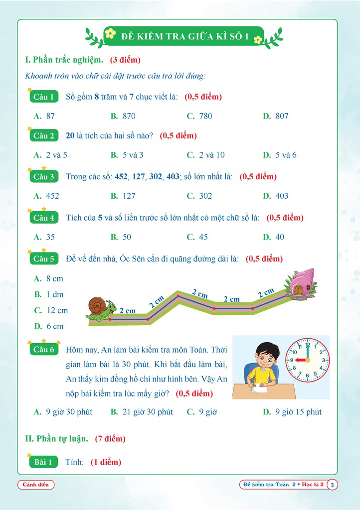 Bộ Đề Kiểm Tra Toán 2 - Học Kì 2 (Cánh Diều) - Ảnh 4
