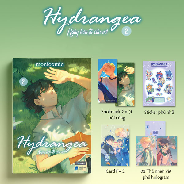 Bo
						
										
										Hydrangea - Ngay Hoa Tu Cau No - Tap 2 - Ban Dac Biet - Tang Kem 1 Bookmark 2 Mat Boi Cung + 1 Sticker Phu Nhu + 2 The Nhan Vat Phu Anh Ba Chieu + 1 The PVC