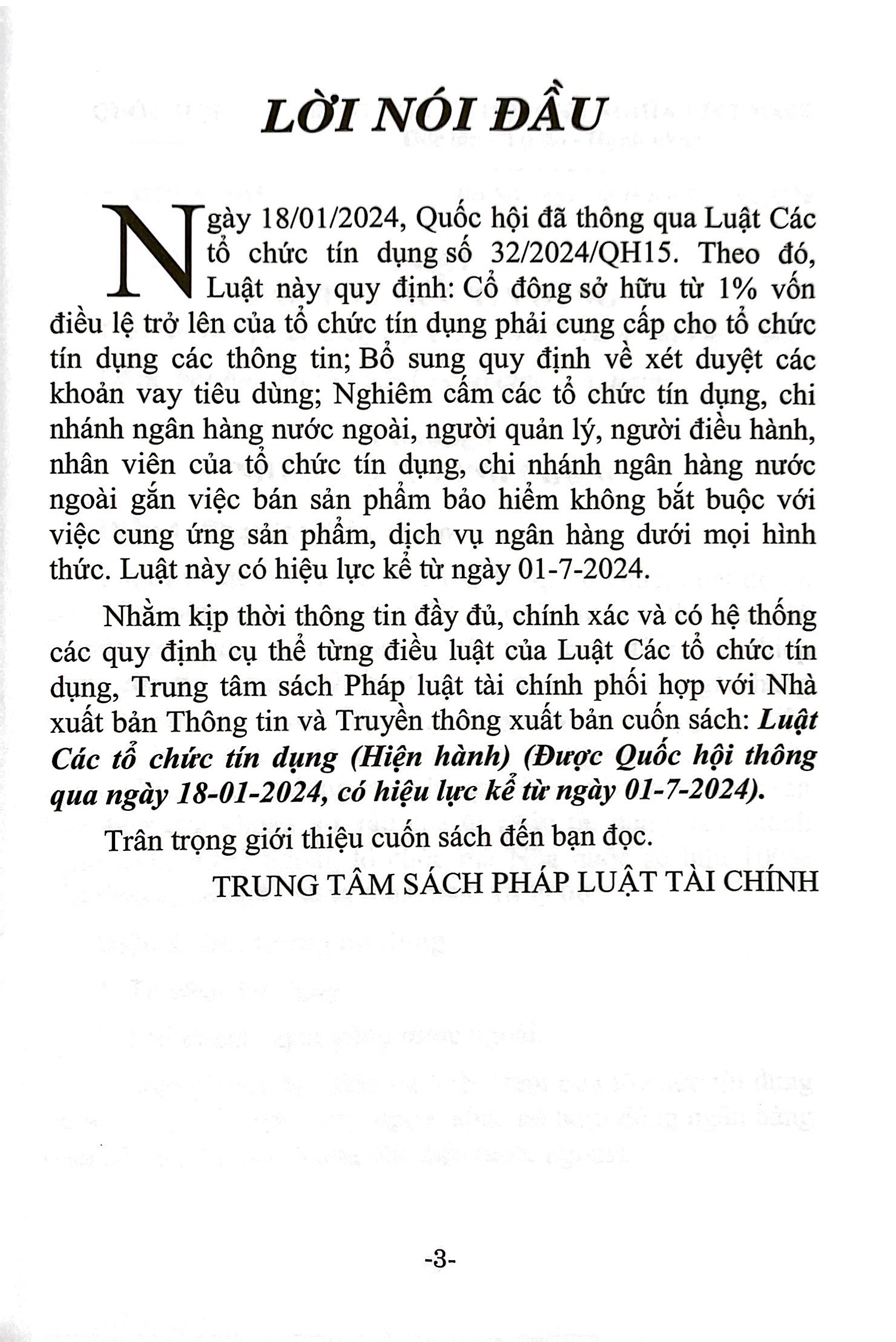 Bộ Luật Các Tổ Chức Tín Dụng (Hiện Hành) (Được Quốc Hội Thông Qua Ngày 18/01/2024, Có Hiệu Lực Kể Từ Ngày 01/7/2024) - Ảnh 3