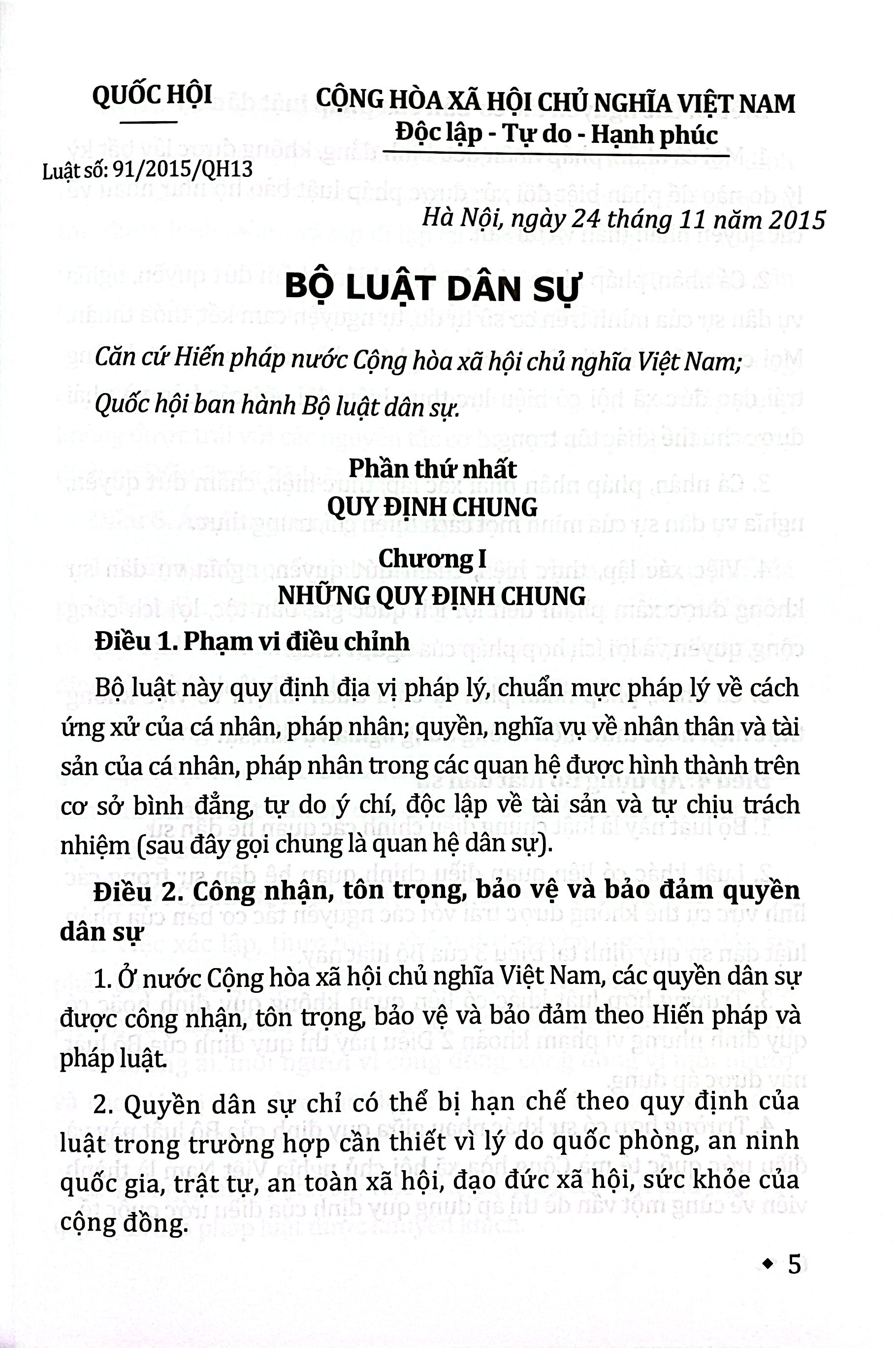 Bộ Luật Dân Sự Của Nước Cộng Hòa Xã Hội Chủ Nghĩa Việt Nam - Ảnh 4