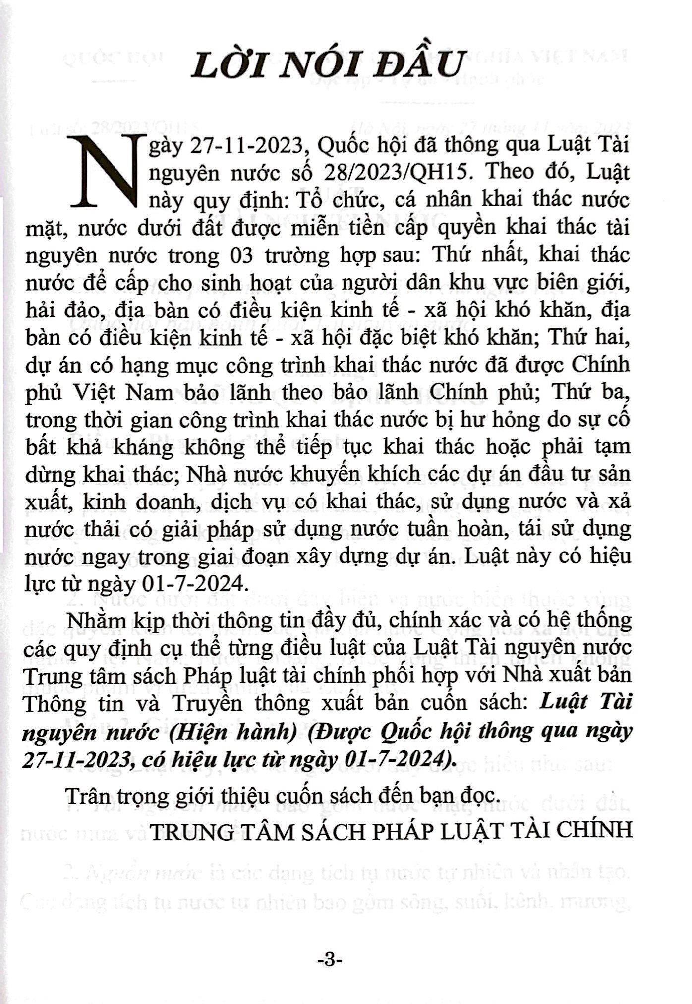 Bộ Luật Tài Nguyên Nước (Hiện Hành) (Được Quốc Hội Thông Qua Ngày 27/11/2023, Có Hiệu Lực Từ Ngày 01/7/2024) - Ảnh 3