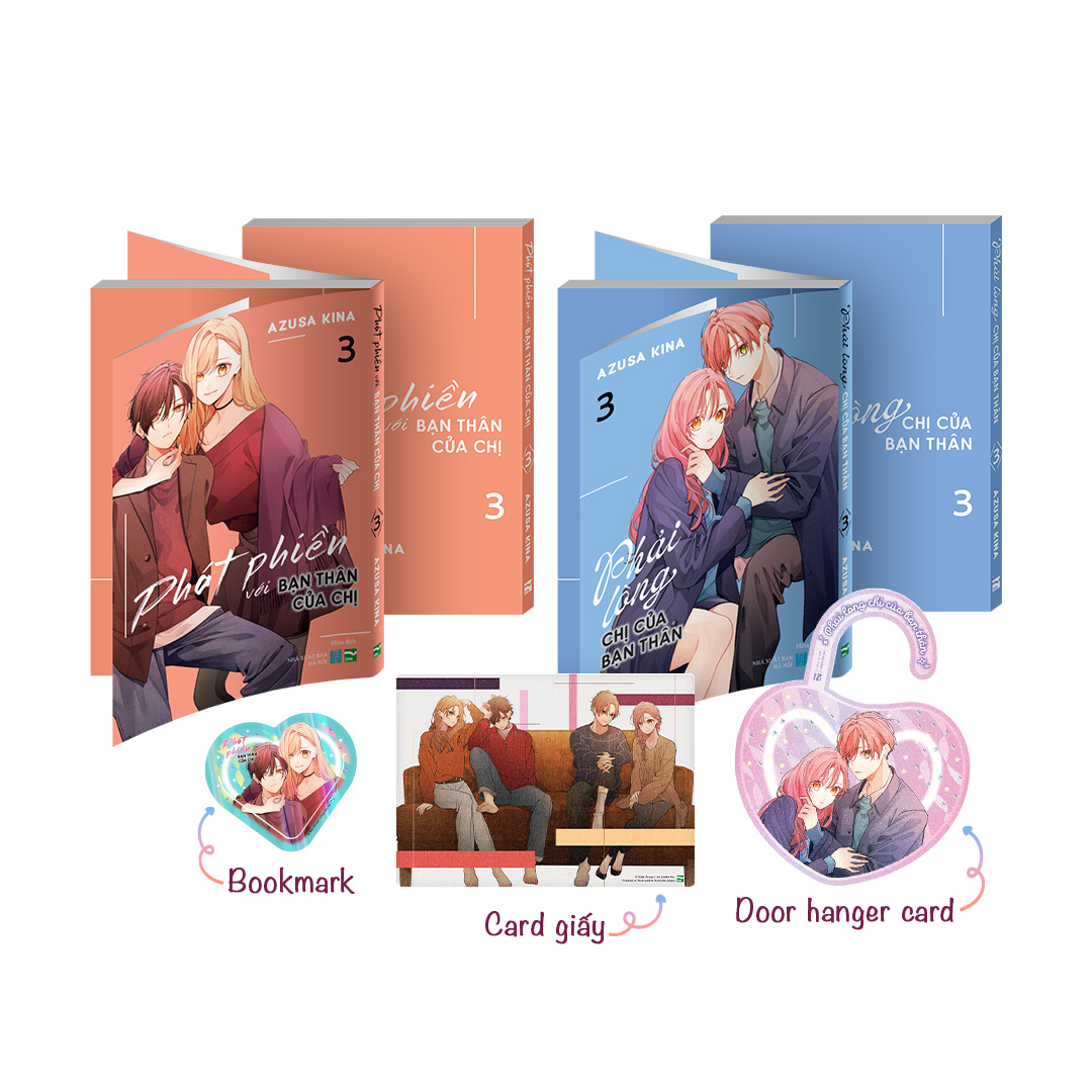 Bộ Manga - Phải Lòng Chị Của Bạn Thân - Tập 3 + Phát Phiền Với Bạn Thân Của Chị - Tập 3 (Bộ 2 Cuốn) - Bản Đặc Biệt - Tặng Kèm Door Hanger Card + Bookmark + Card Giấy - Ảnh 2