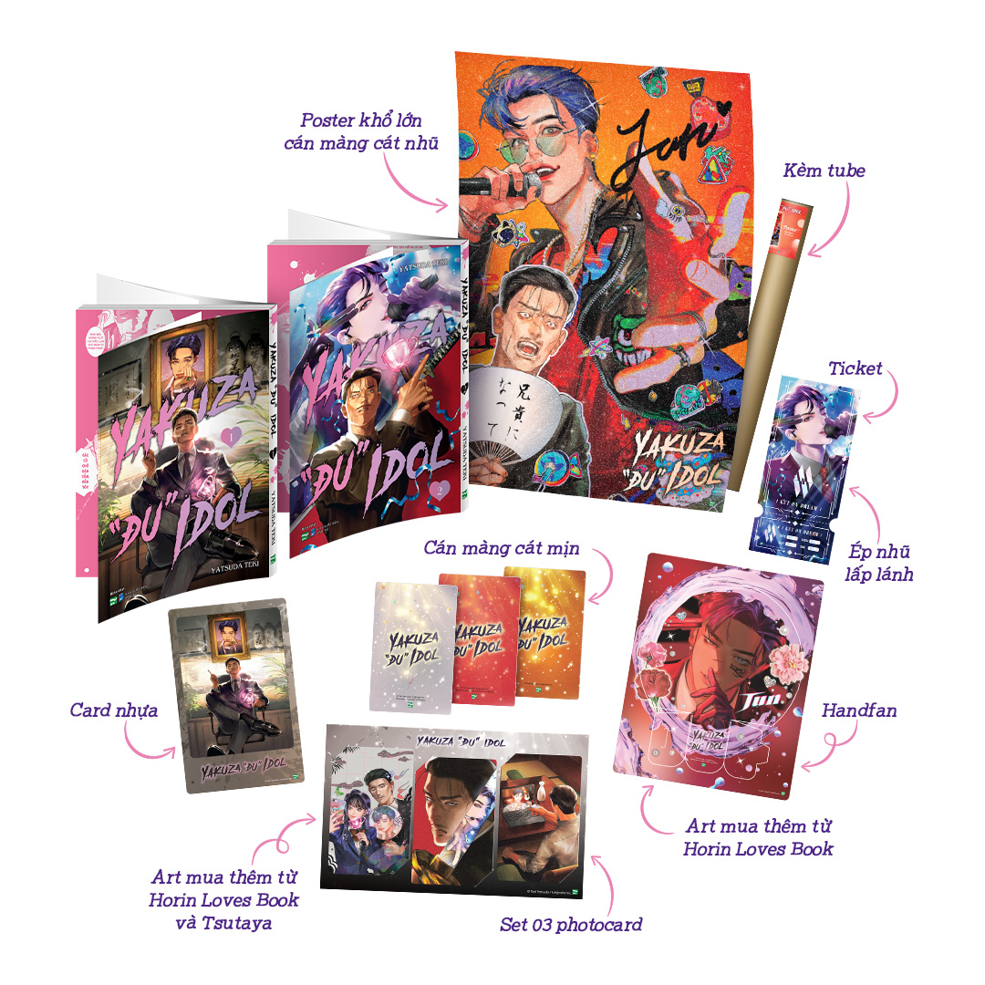 Bộ Manga - Yakuza “Đu” Idol: Tập 1 + Tập 2 (Bộ 2 Tập) - Bản Sưu Tầm - Tặng Kèm Card Nhựa + Ticket + Handfan + Set 3 Photocard + Poster - Ảnh 2