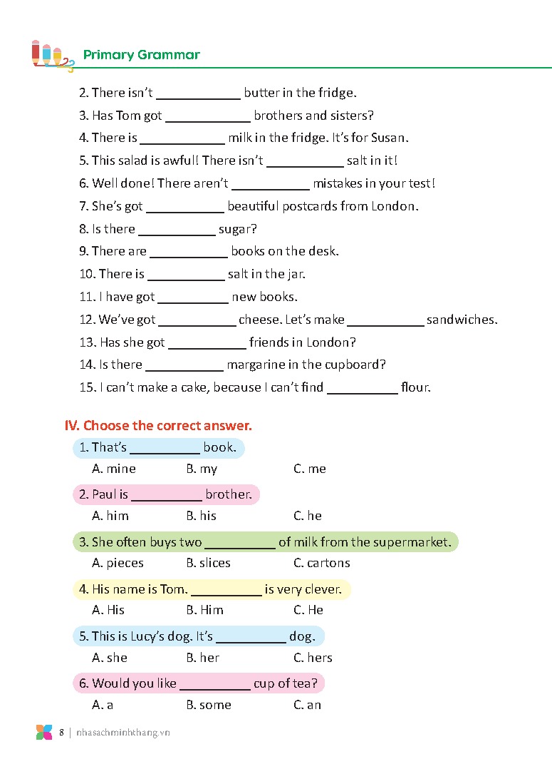 bộ primary grammar - ngữ pháp tiếng anh theo chủ đề lớp 5 - tập 1 - Ảnh 8