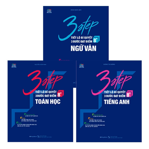 bộ sách 3 step khối d - tiết lộ bí quyết 3 bước đạt điểm 8+ toán - văn - anh