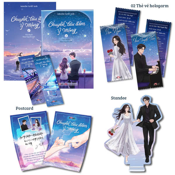 Bộ Sách Chuyến Tàu Đêm Ỷ Mộng - Tập 1 + Tập 2 (Bộ 2 Tập) - Bản Đặc Biệt - Tặng Kèm 2 Bookmark + 1 Postcard + 2 Thẻ Vé Hologarm Văn Tuyết Thời - Lâu Ngữ + 1 Standee Mica