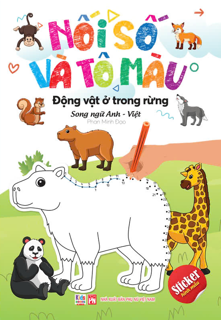 bộ sách nối số và tô màu - song ngữ anh-việt (bộ 4 cuốn) - Ảnh 4