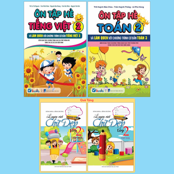 Bo Sach On Tap He Tieng Viet 2 + On Tap He Toan 2 (Bo 2 Cuon) - Tang Kem Sach Luyen Viet Chu Dep Lop 2 - Tap 1 + Tap 2