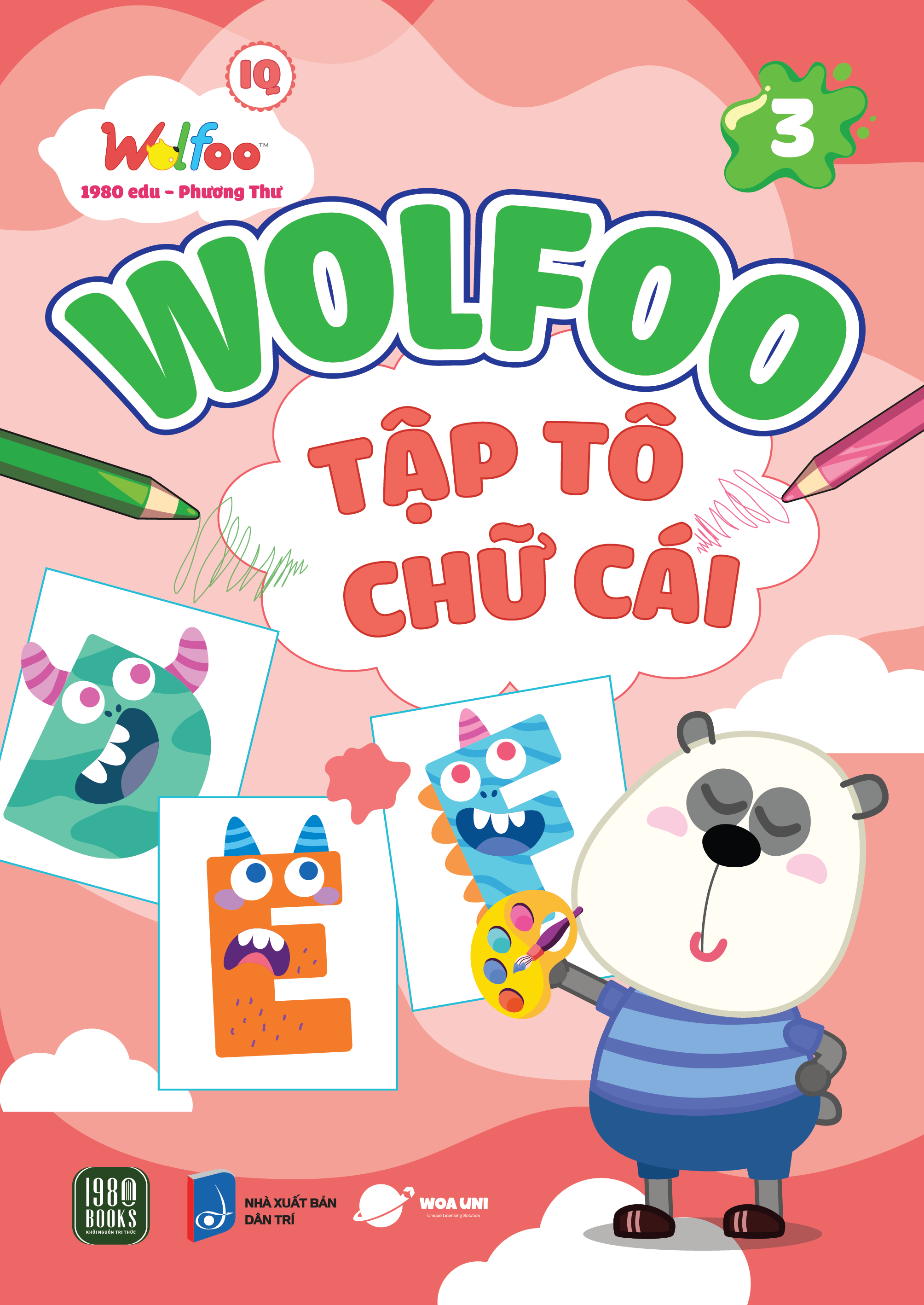 bộ sách wolfoo iq - wolfoo tập tô chữ cài và chữ số (bộ 6 cuốn) - Ảnh 4