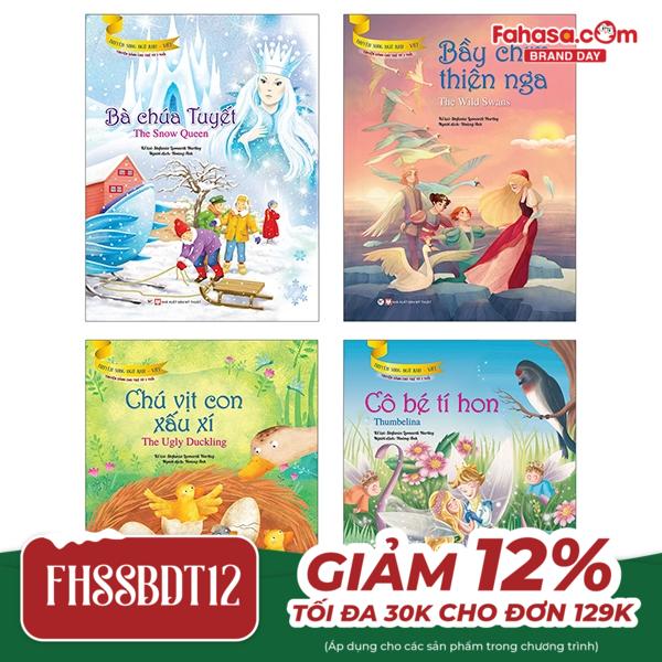 bộ truyện song ngữ anh - việt dành cho trẻ từ 3 tuổi: bà chúa tuyết + bầy chim thiên nga + chú vịt con xấu xí + cô bé tí hon (bộ 4 cuốn)