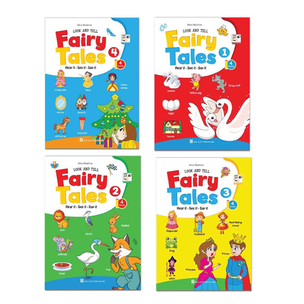 bộ truyện tranh tư duy hình ảnh tiếng anh - look and tell fairy tales 1-2-3-4 (hear it - see it - say it) (bộ 4 cuốn)