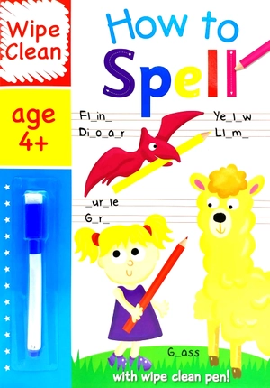 bộ wipe clean i can spell - book with pen age 6+ - Ảnh 2