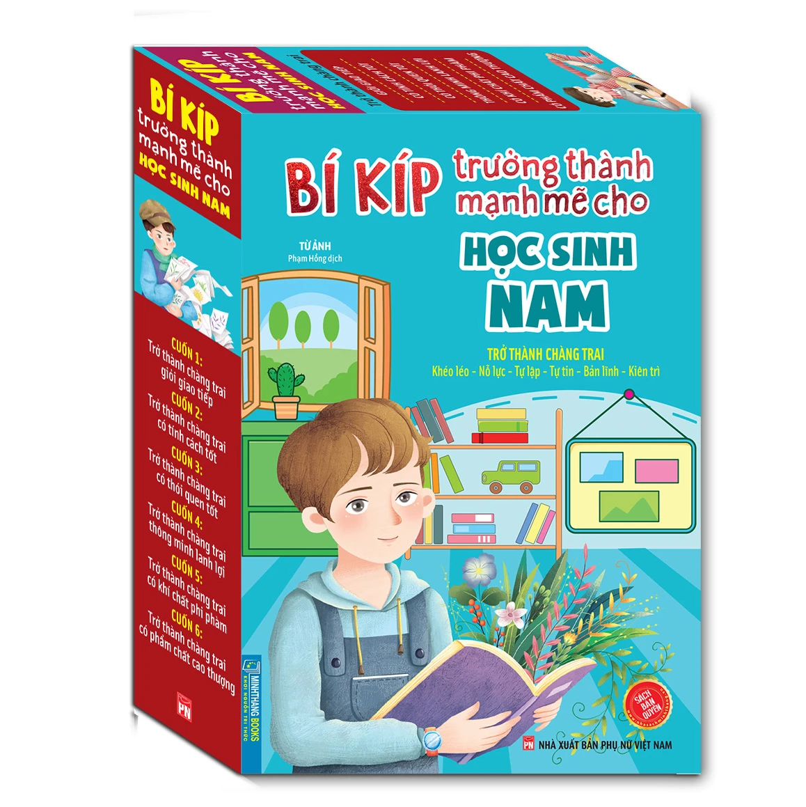 box set bí kíp trưởng thành mạnh mẽ cho học sinh nam - trở thành chàng trai khéo léo - nỗ lực - tự lập - tự tin - bản lĩnh - kiên trì