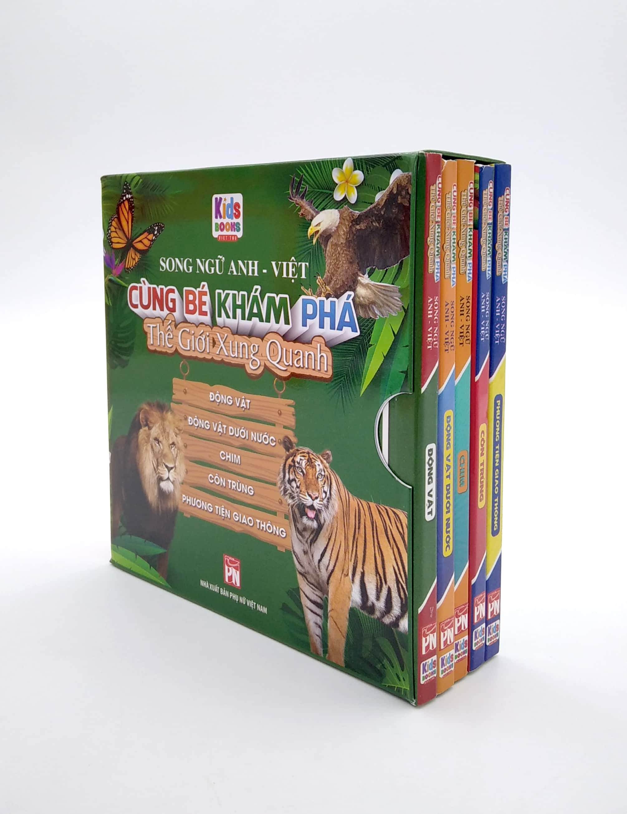 boxset cùng bé khám phá thế giới xung quanh - động vật - động vật dưới nước - chim - côn trùng - phương tiện giao thông (song ngữ anh-việt) (bộ 5 cuốn) - Ảnh 3