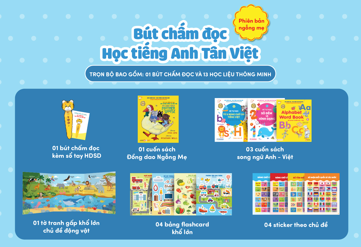 Bút Chấm Đọc-Học Tiếng Anh Tân Việt - Cô Gia Sư Tiếng Anh Bản Xứ Tại Nhà - Phiên Bản Ngỗng Mẹ (Dành Cho Trẻ Từ 0 Đến 6 Tuổi) - Tặng Kèm Thẻ Học Thông Minh Ngẫu Nhiên - Ảnh 5