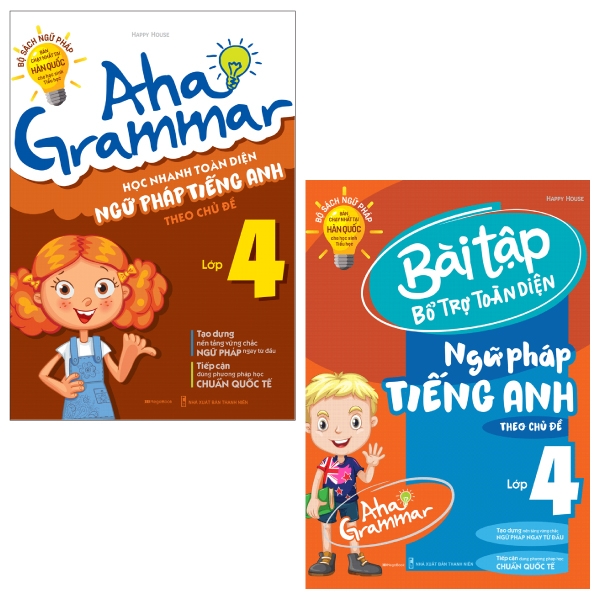 combo aha grammar - toàn diện ngữ pháp tiếng anh lớp 4 theo chủ đề (bộ 2 cuốn)