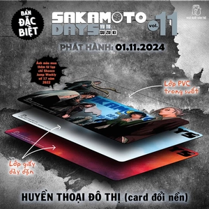 combo manga - sakamoto days - tập 11 - một đòn - bản thường + bản đặc biệt (bộ 2 cuốn) - tặng kèm sheet 5 standee đế gập + obi + huy hiệu + set 3 card đổi nền + standee lắp ghép - Ảnh 11