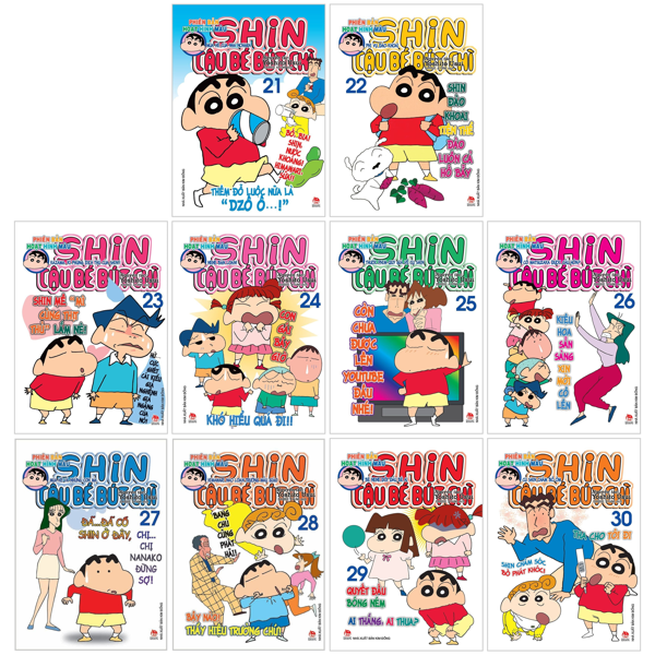 combo manga - shin - cậu bé bút chì - phiên bản hoạt hình màu: tập 21 - 30 (bộ 10 cuốn)