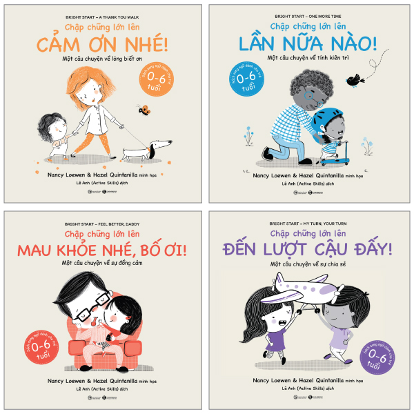 combo sách chập chững lớn lên: mau khỏe nhé, bố ơi! + cảm ơn nhé! + lần nữa nào! + đến lượt cậu đấy (bộ 4 cuốn)