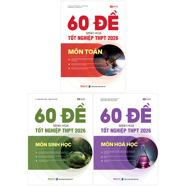 Combo Sách Đề Minh Họa Tốt Nghiệp THPT 2026 - Khối B - Toán + Hóa Học + Sinh Học (Bộ 3 Cuốn)