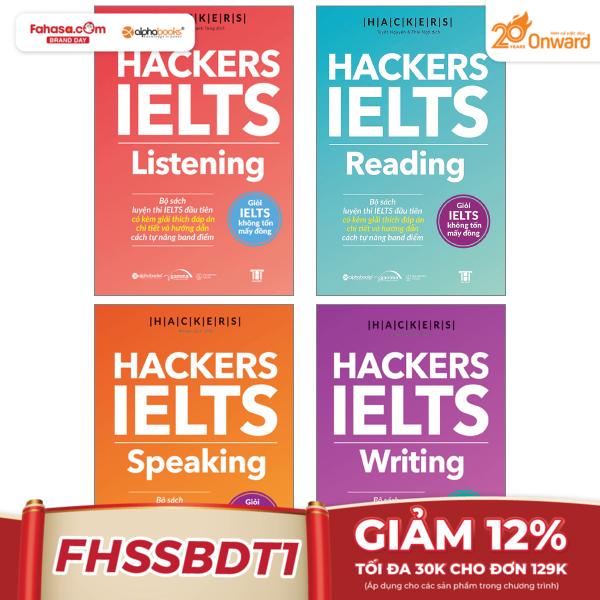 combo sách hackers ielts trọn bộ - writing + listening + reading + speaking (bộ 4 cuốn)