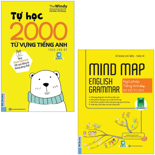 combo sách mindmap english grammar - ngữ pháp tiếng anh bằng sơ đồ tư duy + tự học 2000 từ vựng tiếng anh theo chủ đề (bộ 2 cuốn)