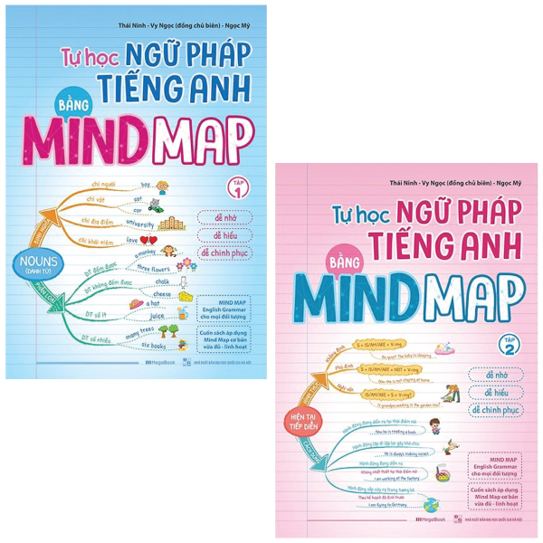 combo sách tự học ngữ pháp tiếng anh bằng mindmap (bộ 2 cuốn)