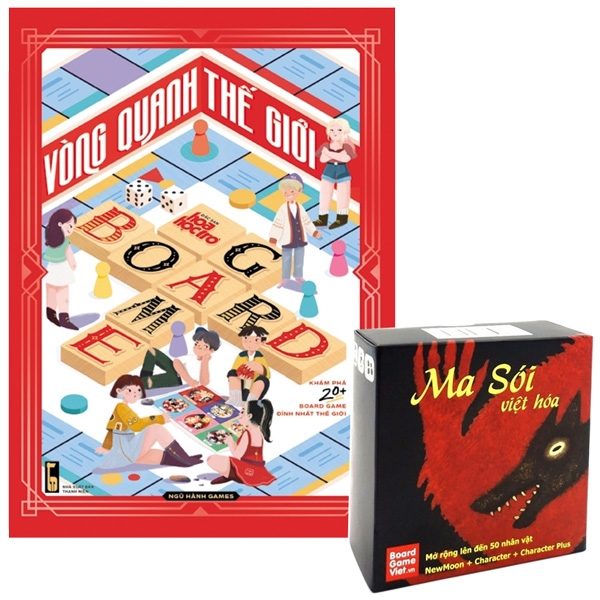 combo vòng quanh thế giới board game - sách độc quyền fahasa + thẻ bài ma sói character việt hóa