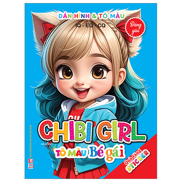 dán hình và tô màu iq-eq-cq - chibi girl - tô màu bé gái - đáng yêu