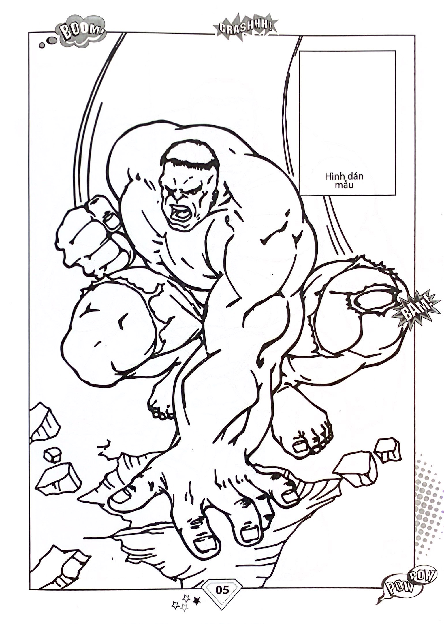 dán hình và tô màu - superhero - hulk (tái bản 2024) - Ảnh 5