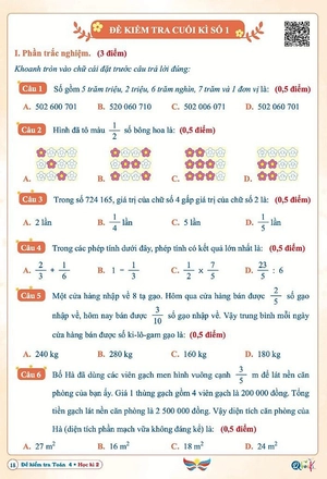 đề kiểm tra toán 4 - học kì 2 (cánh diều) - Ảnh 4