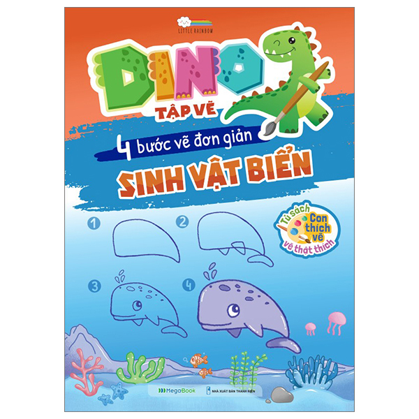 dino tập vẽ - 4 bước vẽ đơn giản - sinh vật biển